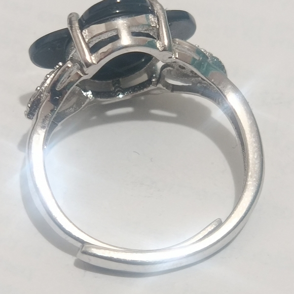 Myanmar type a lucky black jade with 925 silver ring - Picture 3 of 3